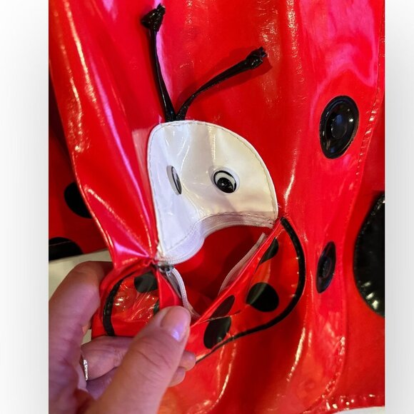 Kidorable Kids Ladybug Raincoat Hooded Jacket Red Black Polka Dot Size Girls 4T - Picture 6 of 16